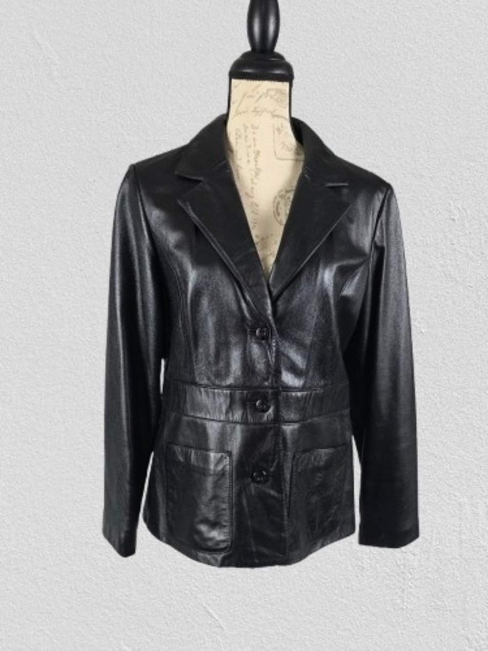 Wilson's Maxima Black Leather Blazer Jacket Women's L